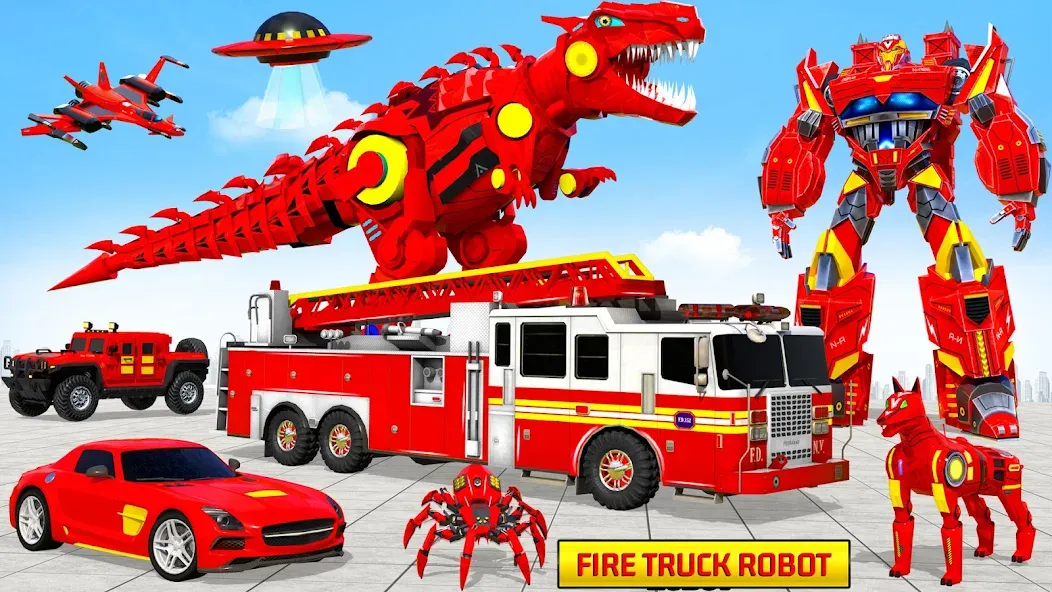 Fire Truck Robot Car Game [MOD: безлимитные деньги и все машины открыты] Screenshot 2