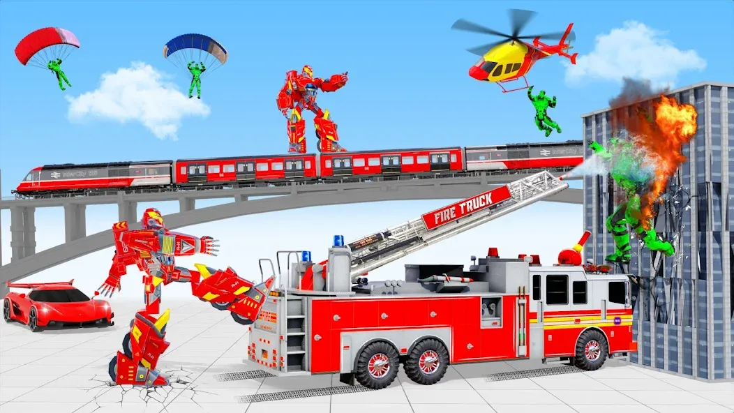 Fire Truck Robot Car Game [MOD: безлимитные деньги и все машины открыты] Screenshot 3
