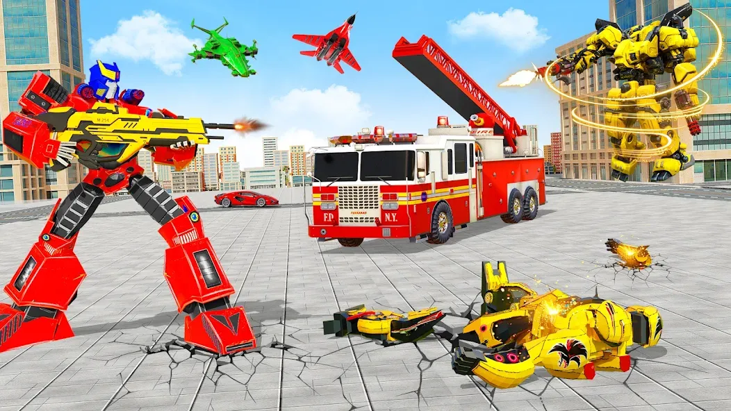 Fire Truck Robot Car Game [MOD: безлимитные деньги и все машины открыты] Screenshot 5