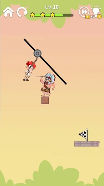 Zipline Rescue: Physics Game [MOD: безлимитные деньги и все уровни] Screenshot 1