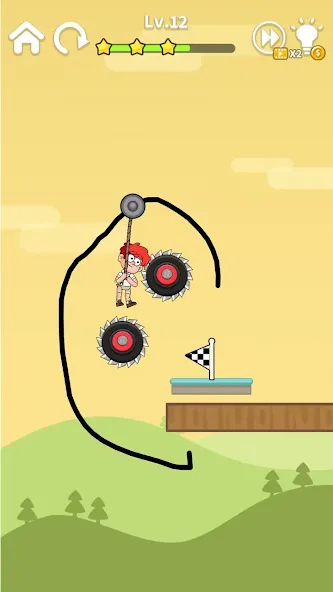 Zipline Rescue: Physics Game [MOD: безлимитные деньги и все уровни] Screenshot 2