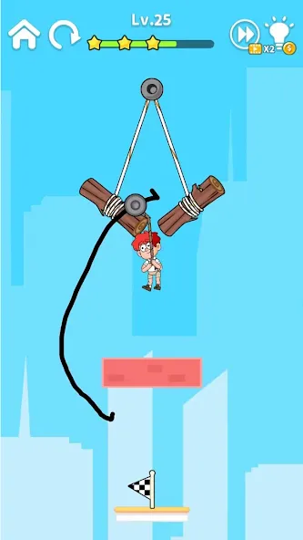 Zipline Rescue: Physics Game [MOD: безлимитные деньги и все уровни] Screenshot 5