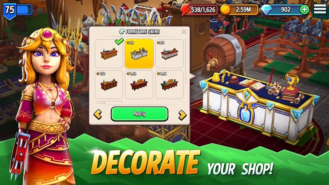 Shop Titans: RPG Idle Tycoon [MOD: безлимитные деньги и ресурсы] Screenshot 3