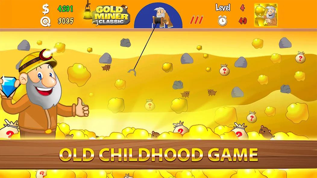 Gold Miner Classic: Gold Rush [MOD: много золота и безлимитные бонусы] Screenshot 1