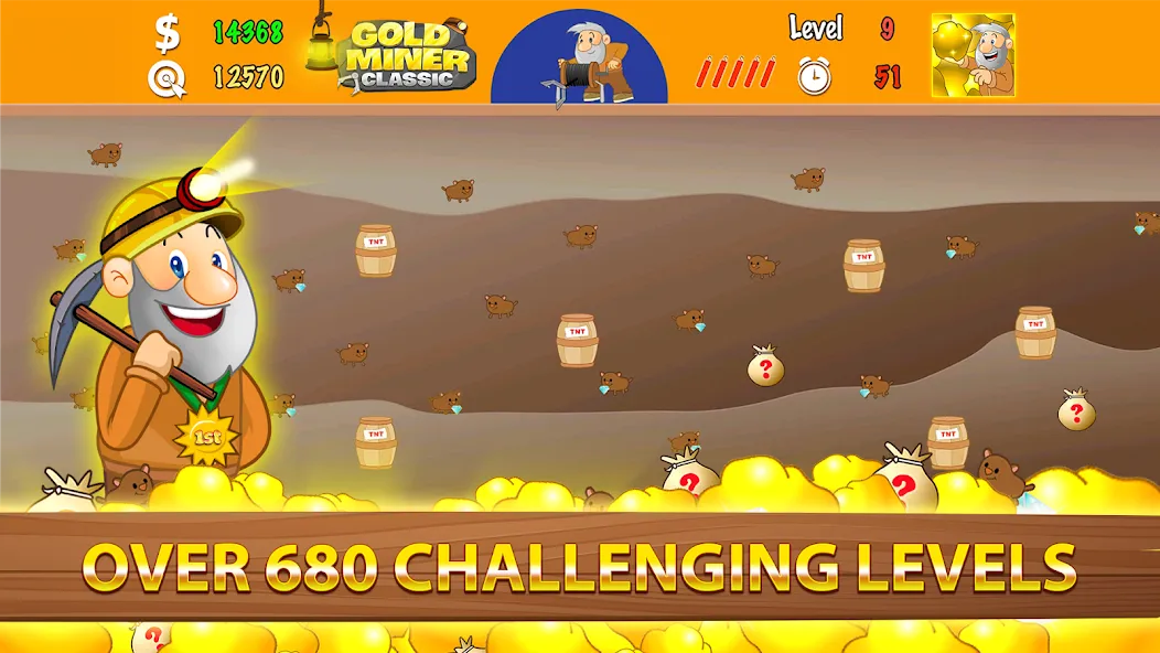 Gold Miner Classic: Gold Rush [MOD: много золота и безлимитные бонусы] Screenshot 3