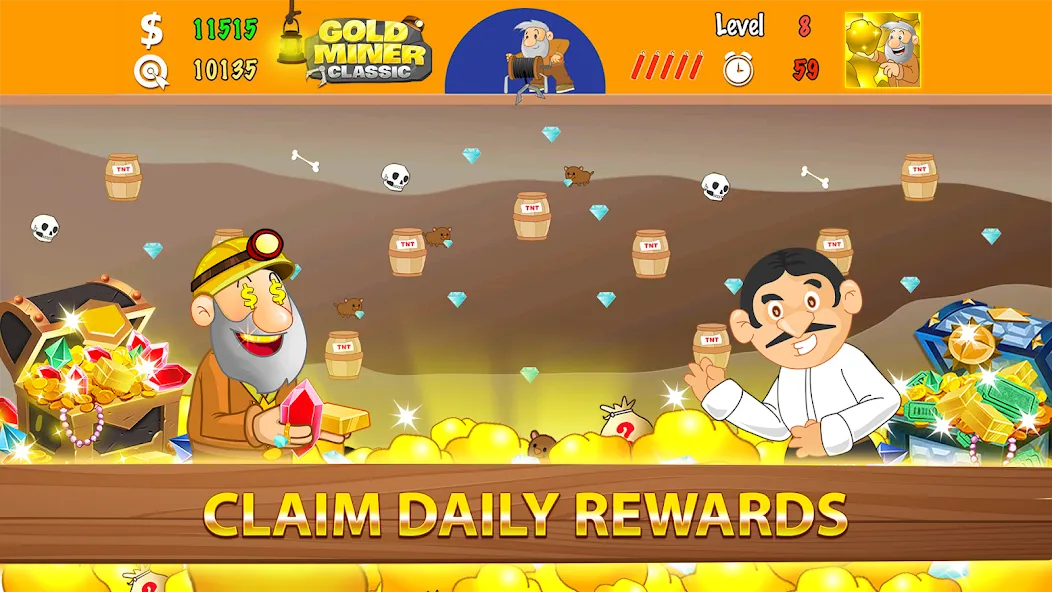 Gold Miner Classic: Gold Rush [MOD: много золота и безлимитные бонусы] Screenshot 5