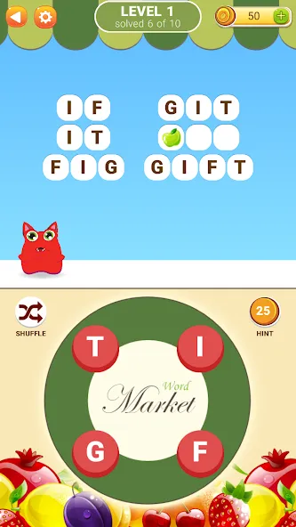 Word Market [MOD: безлимитные подсказки и монеты] Screenshot 1