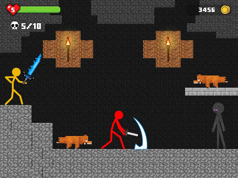 Stick-man Battle - Craft World [MOD: безлимитные ресурсы и усиленное оружие] Screenshot 1