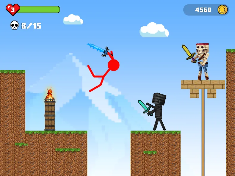 Stick-man Battle - Craft World [MOD: безлимитные ресурсы и усиленное оружие] Screenshot 2