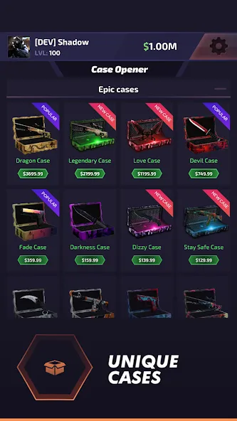 Case Battle: Skins Simulator [MOD: безлимитные монеты и все скины] Screenshot 1