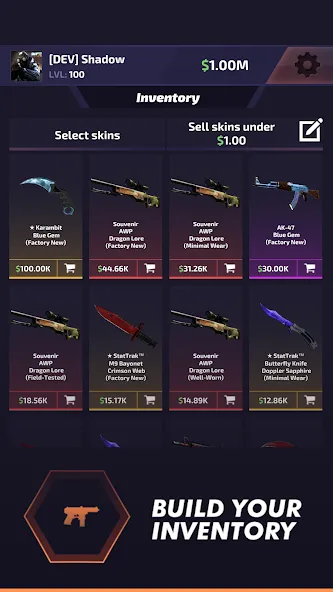 Case Battle: Skins Simulator [MOD: безлимитные монеты и все скины] Screenshot 2