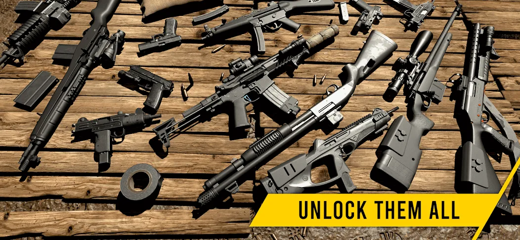 GUNSIM - 3D FPS Shooting Guns [MOD: безлимитные деньги и все оружие] Screenshot 5