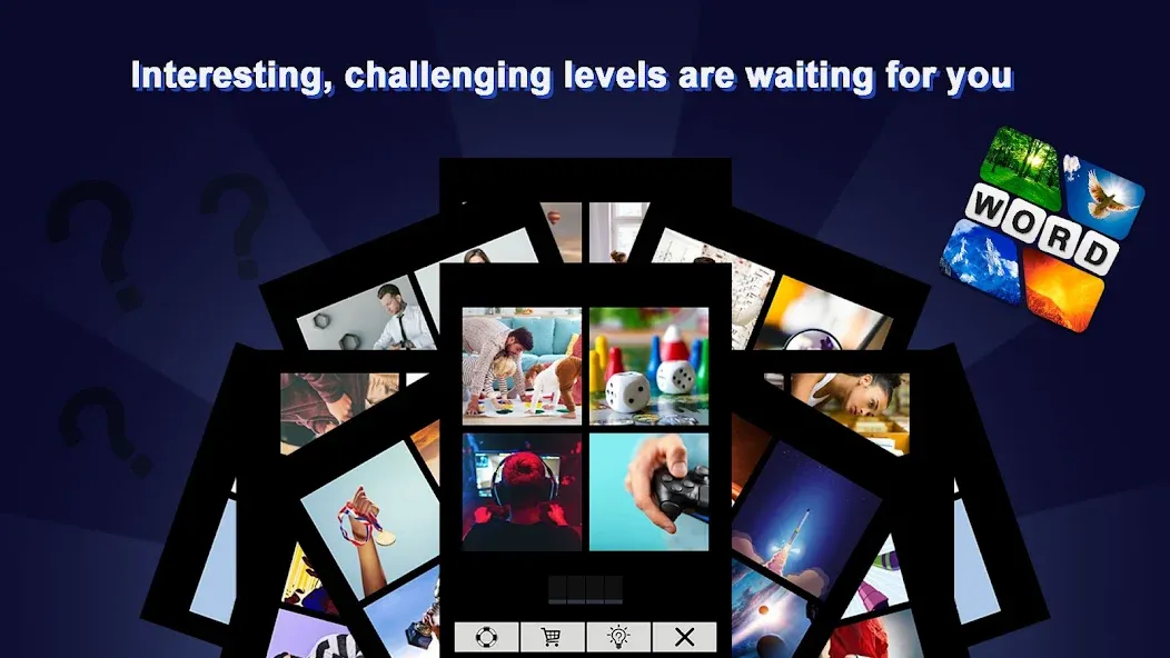 Puzzle: 4 pics 1 word offline [MOD: открыты все уровни без рекламы] Screenshot 1