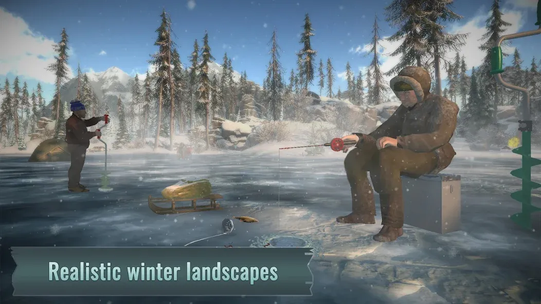 Ice fishing game. Catch bass. [MOD: больше улова и быстрый прогресс] Screenshot 1