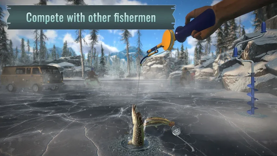 Ice fishing game. Catch bass. [MOD: больше улова и быстрый прогресс] Screenshot 2