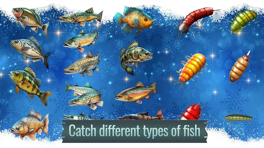 Ice fishing game. Catch bass. [MOD: больше улова и быстрый прогресс] Screenshot 3