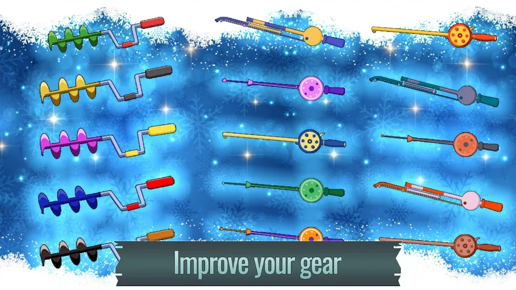 Ice fishing game. Catch bass. [MOD: больше улова и быстрый прогресс] Screenshot 4