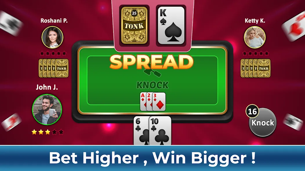 Tonk Rummy Card Game [MOD: безлимитные монеты и все уровни открыты] Screenshot 2