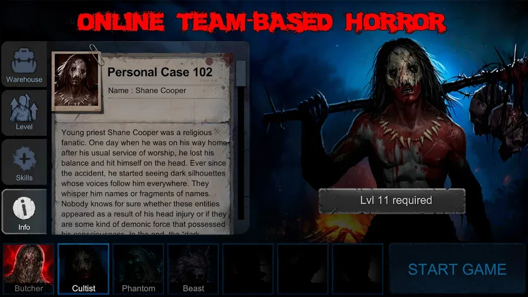 Horrorfield Multiplayer horror [MOD: безлимитные жизни и открыты персонажи] Screenshot 1