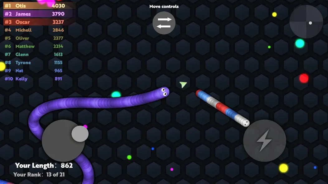 Slide.io - Hungry Snake Game [MOD: без рекламы и много монет] Screenshot 2