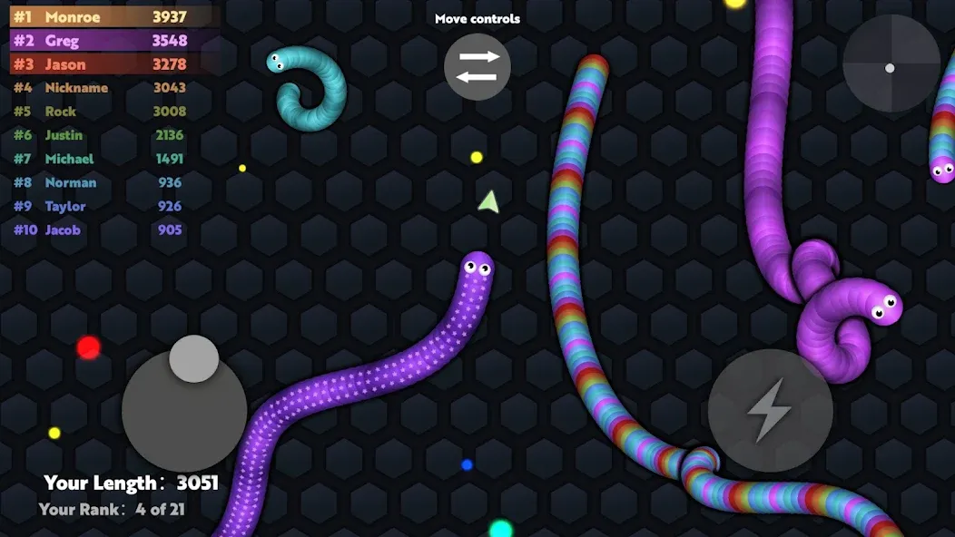 Slide.io - Hungry Snake Game [MOD: без рекламы и много монет] Screenshot 3