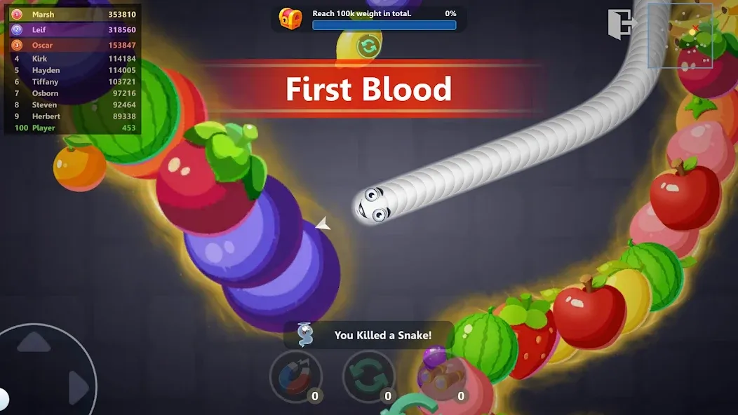 Snake War™ Hungry Worm.io Game [MOD: без рекламы и много еды] Screenshot 2