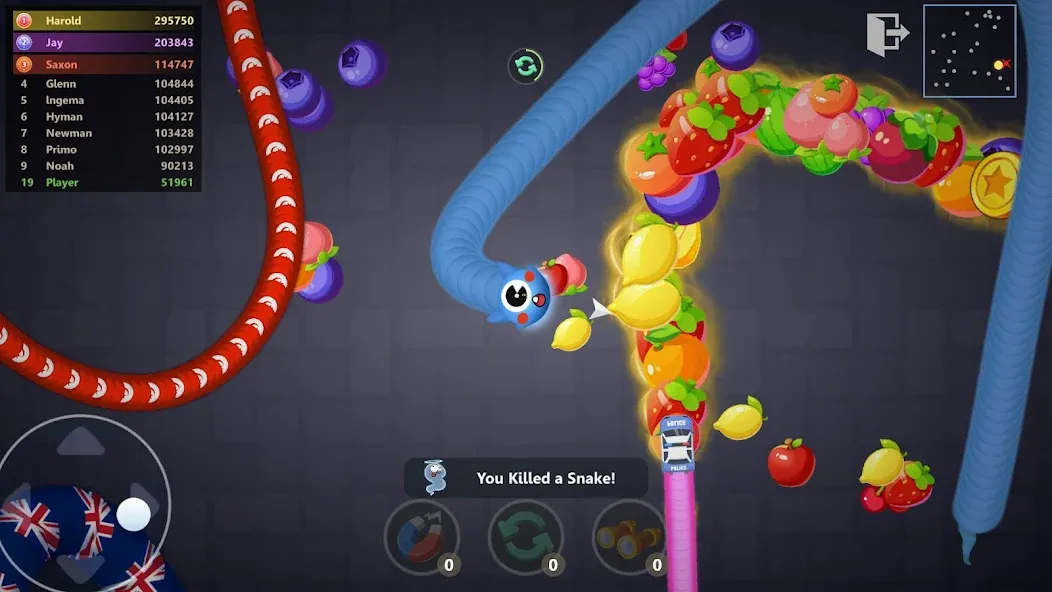 Snake War™ Hungry Worm.io Game [MOD: без рекламы и много еды] Screenshot 3