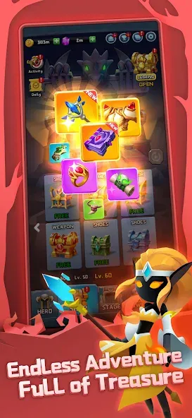 Chest Adventure: Idle RPG [MOD: много денег и открытые сундуки] Screenshot 1