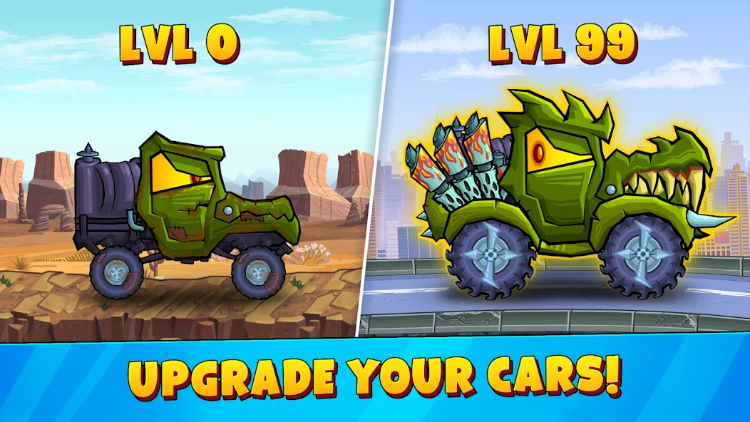 Car Eats Car 3 Hill Climb Race [MOD: безлимитные деньги и все машины открыты] Screenshot 4