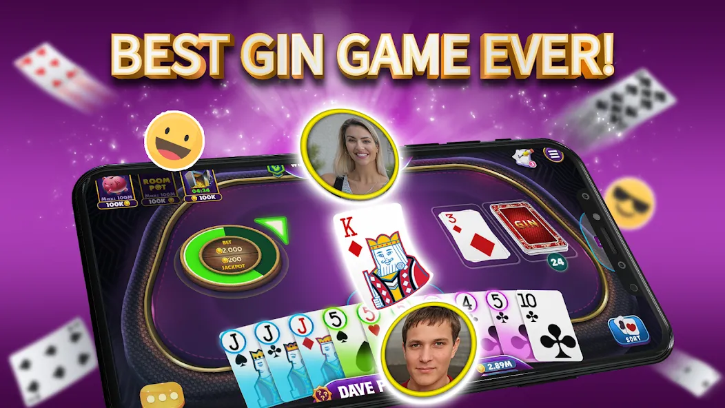 Gin Rummy Elite: Online Game [MOD: безлимитные фишки и быстрая игра] Screenshot 1