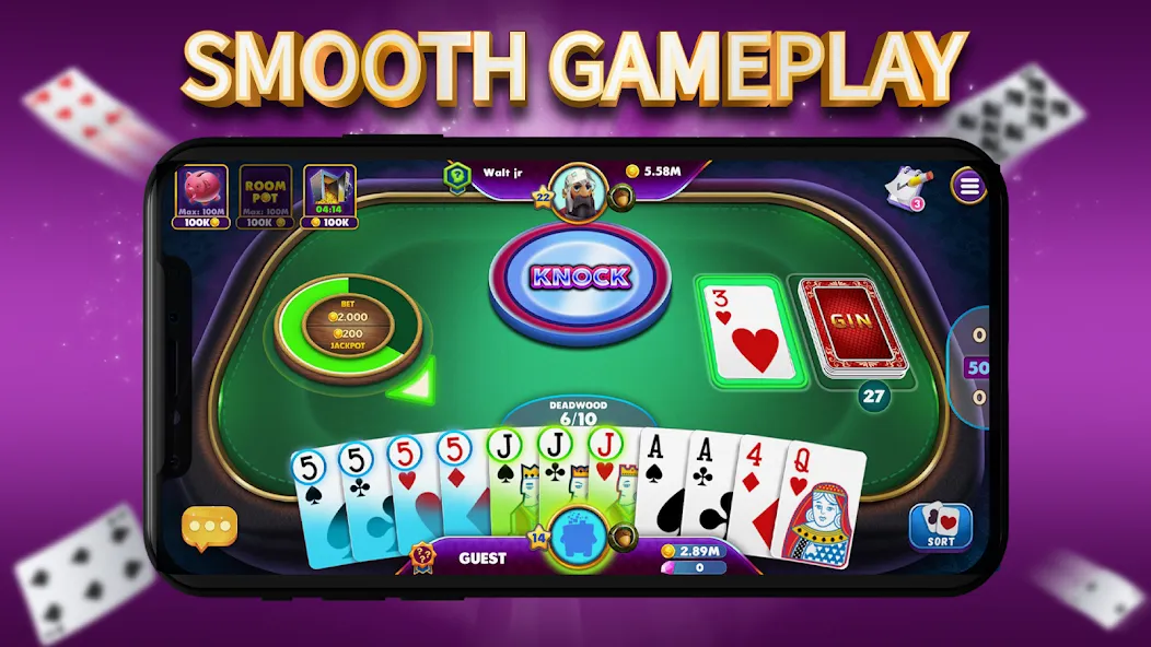 Gin Rummy Elite: Online Game [MOD: безлимитные фишки и быстрая игра] Screenshot 2