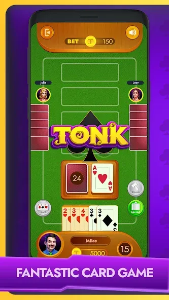 Tonk - Classic Card Game [MOD: безлимитные деньги и подсказки] Screenshot 1