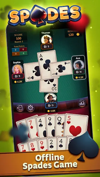 Spades - Offline Card Games [MOD: без рекламы и все режимы открыты] Screenshot 1