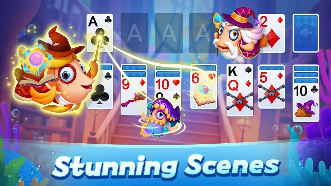 Solitaire 3D Fish [MOD: безлимитные монеты и все рыбы открыты] Screenshot 3