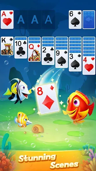 Solitaire 3D Fish [MOD: безлимитные монеты и все рыбы открыты] Screenshot 4