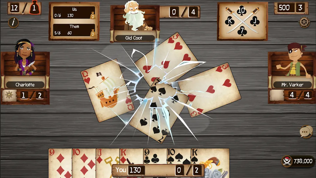Spades Cutthroat Pirates [MOD: безлимитные монеты и пиратские бонусы] Screenshot 1