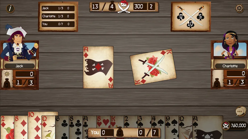 Spades Cutthroat Pirates [MOD: безлимитные монеты и пиратские бонусы] Screenshot 3