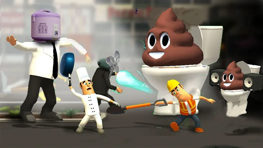 War Job: Toilet Battle [MOD: безлимитные деньги и усиленное оружие] Screenshot 1