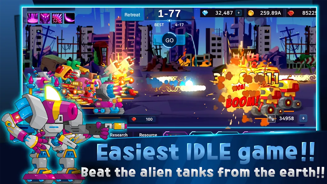 Mini Robot Tank : idle [MOD: безлимитные деньги и оружие] Screenshot 1