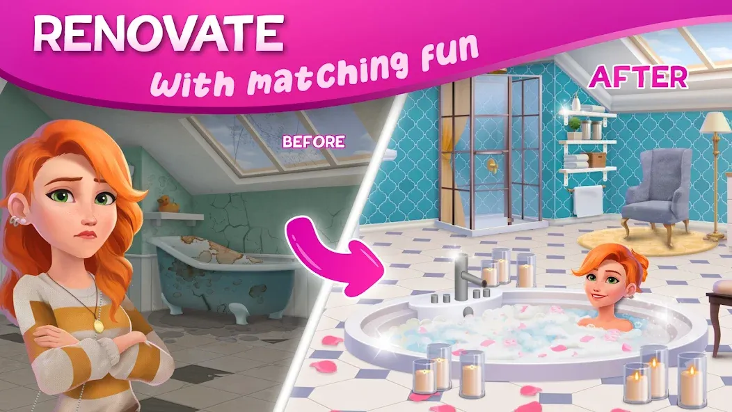 DesignVille: Merge &amp; Story [MOD: безлимитные деньги и энергия] Screenshot 2