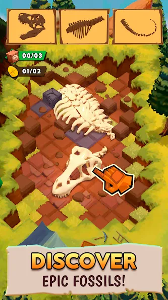 Dino Quest 2: Dinosaur Fossil [MOD: безлимитные монеты и все раскопки открыты] Screenshot 1