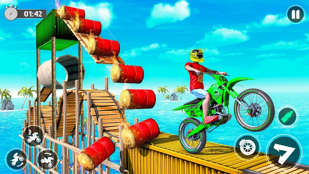 Bike Stunt Race Tricks Master [MOD: безлимитное топливо и открыты трассы] Screenshot 3