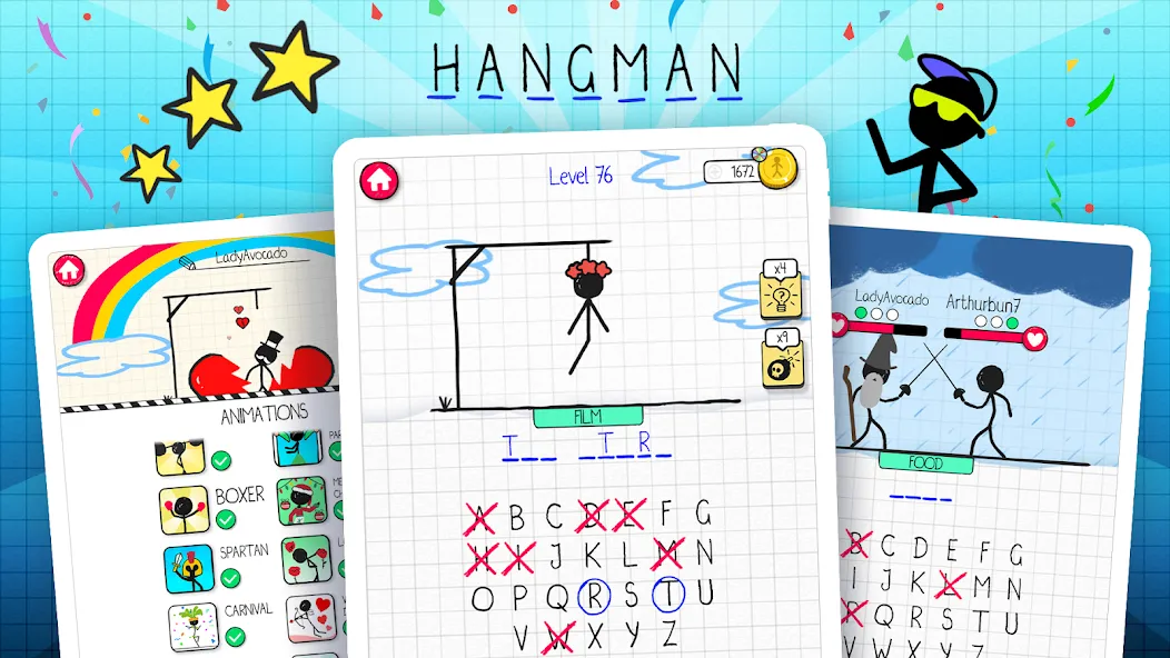 Hangman [MOD: без рекламы и бесконечные подсказки] Screenshot 5