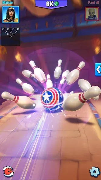 Bowling Crew — 3D bowling game [MOD: безлимитные монеты и открытые дорожки] Screenshot 2