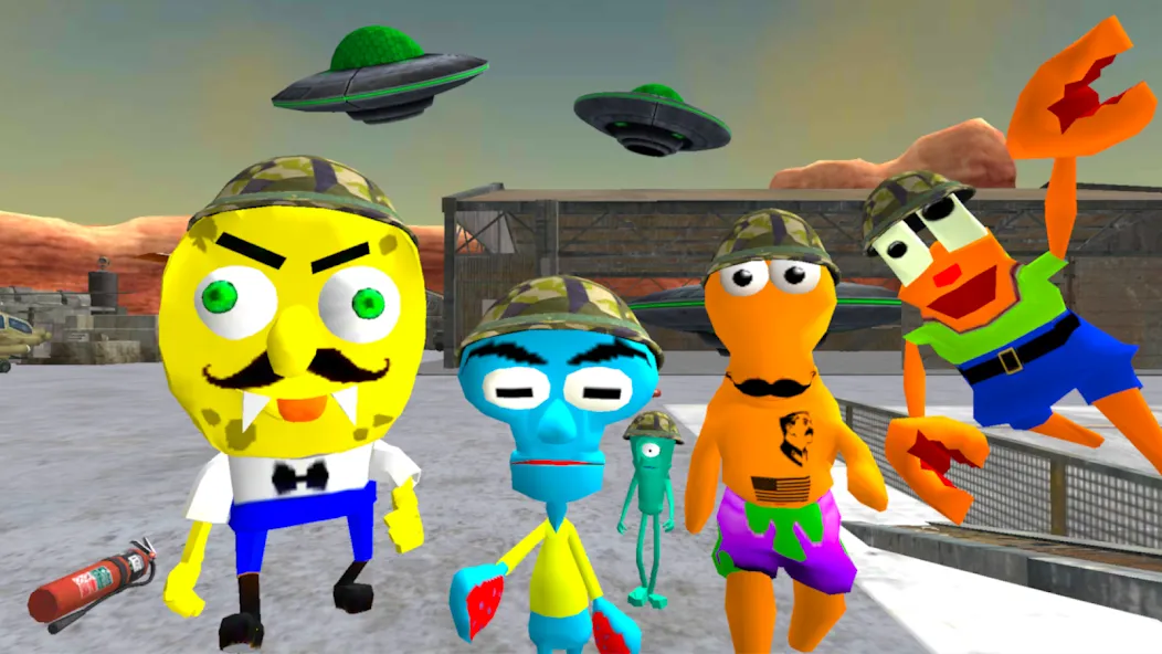 Sponge Area 51. Neighbor Alien [MOD: безлимитные патроны и ускоренный бег] Screenshot 1