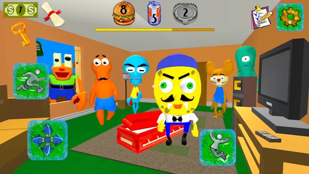 Sponge Neighbor Escape 3D [MOD: открыты все уровни и подсказки] Screenshot 4