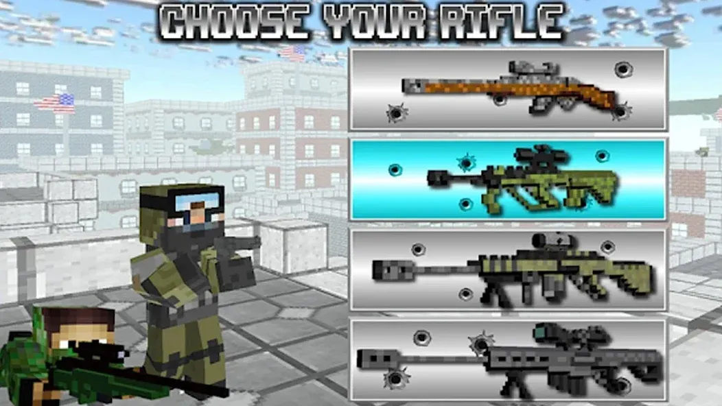 American Block Sniper Survival [MOD: безлимитные патроны и здоровье] Screenshot 1