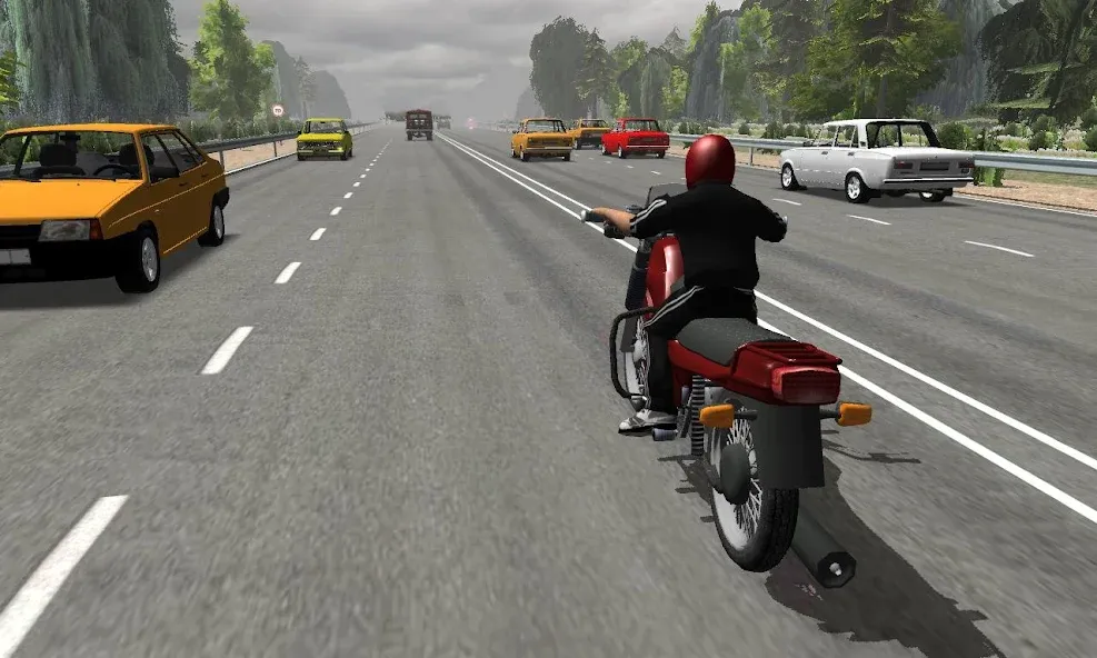 Russian Moto Traffic Rider 3D [MOD: безлимитные деньги и все мотоциклы открыты] Screenshot 1