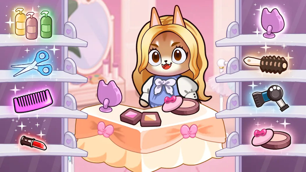 Idle Cat Makeover: Hair Salon [MOD: безлимитные деньги и всё открыто] Screenshot 1