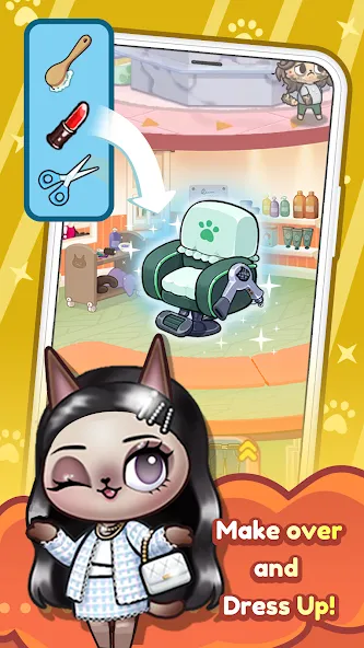Idle Cat Makeover: Hair Salon [MOD: безлимитные деньги и всё открыто] Screenshot 5